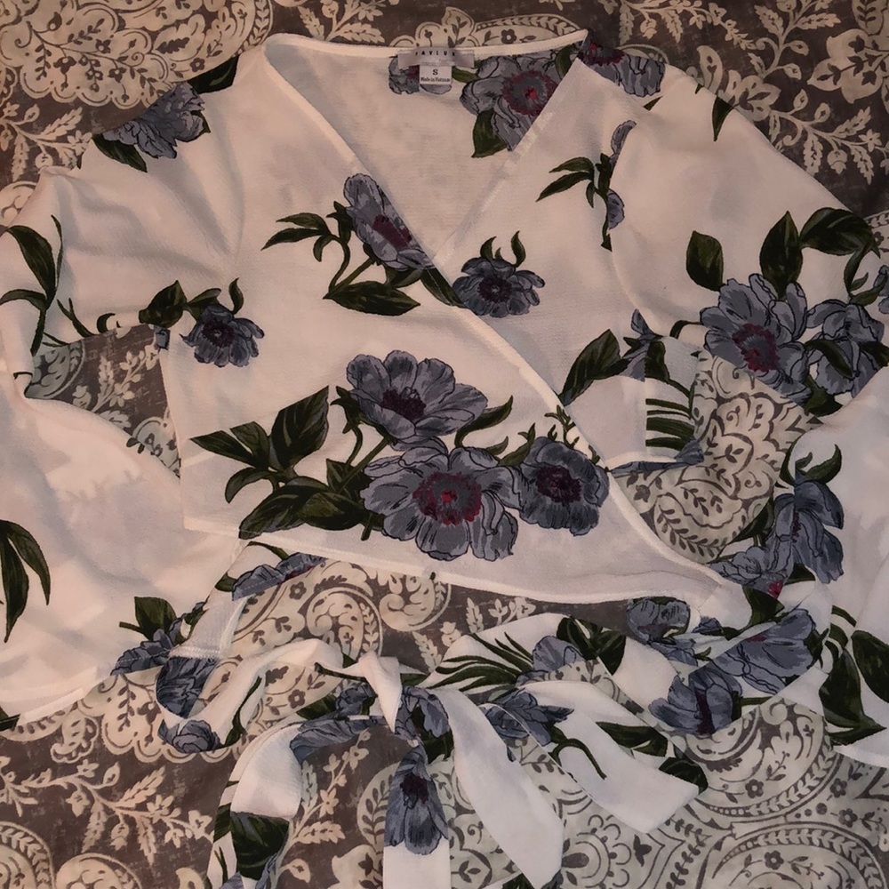❤️ Favlux Tie Waist Wrap Shirt
